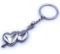 Onwomania Porte-clés cœur double cœur amour flèche argent pendentif Keychain