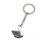 Onwomania Porte-clés Cygne à ressort d'oiseau eau pendentif en argent avec pendentif en métal