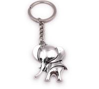 Onwomania Porte-clés éléphant avec grosse tête pachyderme tronc argent pendentif Keychain