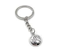 Onwomania Porte-clés empreinte de patte d'ours empreinte trousseau métal argenté