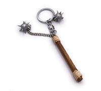 Onwomania Porte-clés en bois arme étoile du matin masse médiévale pendentif poignée en fer charme