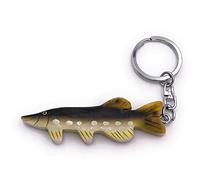 Onwomania Porte-clés en bois brochet poisson eau prédateur animal pêche pendentif charme