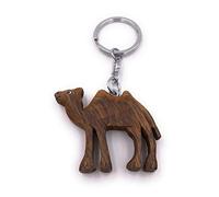 Onwomania Porte-clés en bois chameau sabot du désert animal mammifère dromadaire pendentif charme