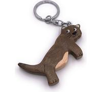 Onwomania Porte-clés en bois chat loutre animal de compagnie mâle chat à fourrure pendentif Charm