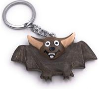 Onwomania Porte-clés en bois Chauve-souris volant Animal Mammifère Vampire Pendentif Halloween Charm