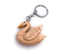 Onwomania Porte-clés en bois cygne canard oiseau animal pendentif oie charme