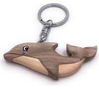 Onwomania Porte-clés en bois Dauphin Dauphin gris Baleine Mammifère Eau Mer Charm
