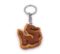 Onwomania Porte-clés en bois dragon conte de fées mythologie charme pendentif cracheur de feu