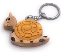 Onwomania Porte-clés en bois escargot maison jaune mollusque animal pendentif Charm