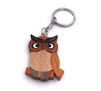 Onwomania Porte-clés en bois hibou hibou hibou hibou forêt sur pendentif breloque