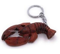 Onwomania Porte-clés en bois homard crustacé animal marin eau dix pattes pendentif breloque