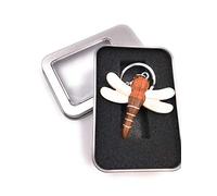 Onwomania Porte-clés en bois libellule insecte animal mouche pendentif Dans une boîte cadeau