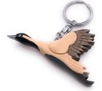 Onwomania Porte-clés en bois Oiseau migrateur Animal Cigogne Cygne Pendentif Charm