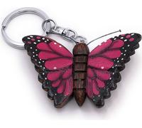 Onwomania Porte-clés en bois papillon papillon noir rose insecte breloque