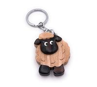 Onwomania Porte-clés en bois pendentif mouton moufflon laine sombre animal pendentif mouton