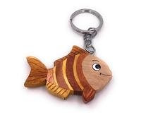 Onwomania Porte-clés en bois Poissons Mer Eau Nageoire Vertébrés Aquarium Rayé Pendentif Charme