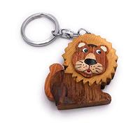 Onwomania Porte-clés en bois Roi Lion des bêtes de proie Signe du zodiaque Afrique Lion Charm Pendentif Charme