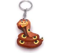 Onwomania Porte-clés en bois serpent points jaunes animal rampant écailles python anaconda reptile pendentif breloque