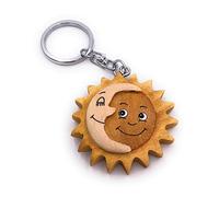 Onwomania Porte-clés en bois soleil lune jour et nuit pendentif charme