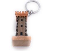 Onwomania Porte-clés en bois Tour du chevalier Château médiéval Maison Tour Pendentif Charm