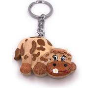 Onwomania Porte-clés en bois Vache Ferme Fleur Bovin Veau Animal Vache laitière Pendentif Charm
