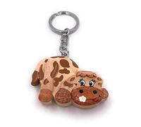 Onwomania Porte-clés en bois vache ferme fleur bœuf veau animal vache laitière pendentif charme