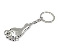Onwomania Porte-clés en forme de pied avec orteils - Porte-bonheur en métal - Dans une boîte cadeau en aluminium - Idéal pour offrir, argenté, taille unique