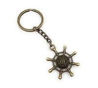 Onwomania Porte-clés en métal porte-bonheur avec roue de commande - Petit marin - Dans une boîte cadeau en aluminium - Idéal pour offrir, bronze, taille unique