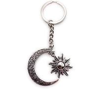 Onwomania Porte-clés en métal porte-bonheur avec symbole de la lune et du soleil de la Turquie dans une boîte cadeau en aluminium, idéal pour offrir, argenté, taille unique