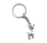Onwomania Porte-clés en métal porte-bonheur en forme de cerf avec bois de cerf dans une boîte cadeau en aluminium, idéal pour offrir, argenté, taille unique