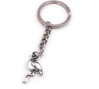 Onwomania Porte-clés Flamant rose Oiseau Vertébré Monopode argenté Pendentif Keychain