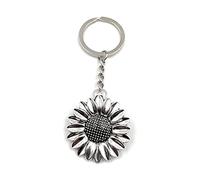 Onwomania Porte-clés fleur de tournesol fleur fleur pendentif en métal argenté charme