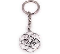 Onwomania Porte-clés Fleur de yoga modèle Fleur de vie argent pendentif Keychain