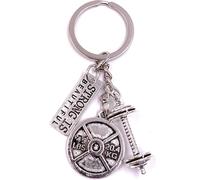 Onwomania Porte-clés haltère entraînement bodybuilding fitness studio centre argent métal pendentif breloque