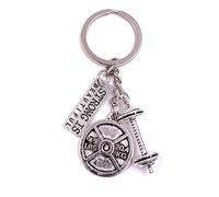 Onwomania Porte-clés haltère entraînement bodybuilding studio de remise en forme centre pendentif en métal argent charme
