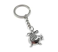 Onwomania Porte-clés Hélicoptère Hélicoptère Flying Silver Metal Pendant Charm