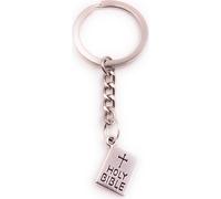 Onwomania Porte-clés Holy Bible Livre Bible Argent Métal Pendentif Charm