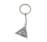 Onwomania Porte-clés œil pyramide Egypte souvenir vacances charme pendentif en métal argenté