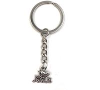 Onwomania Porte-clés Jésus Christianisme I love Coeur Argent Pendentif Métal Charm