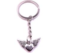 Onwomania Porte-clés Keychain Argent Métal Cœur volant avec des ailes Amour Love