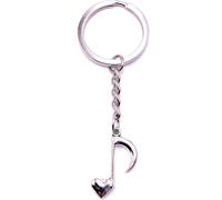 Onwomania Porte-clés Keychain Argent Métal Note avec Coeur Amour Chanson Musique