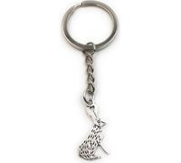 Onwomania Porte-clés Lapin assis Pâques Argent Métal Pendentif Charm