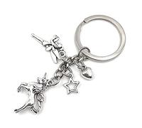 Onwomania Porte-clés licorne fée étoile porte-bonheur en métal dans une boîte cadeau en aluminium, idéal pour offrir, argenté, taille unique