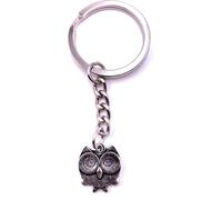 Onwomania Porte-clés métal argenté Hibou Grands yeux Glouglou mignon