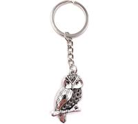 Onwomania Porte-clés métal argenté Hibou sur arbre observant oiseau branche