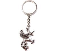 Onwomania Porte-clés métal argenté Licorne sautant avec queue