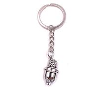 Onwomania Porte-clés microphone micro pendentif en métal ton argent