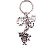 Onwomania Porte-clés Montre Lapin Thé Tasse Argent Métal Pendentif Charm