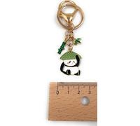 Onwomania Porte-clés panda chapeau bambou en métal, porte-bonheur en boîte cadeau alu, idéal pour offrir en cadeau