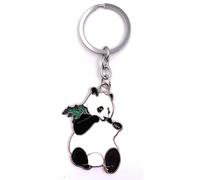 Onwomania Porte-clés Panda mangeur Ours Bambou Métal Pendentif Charm